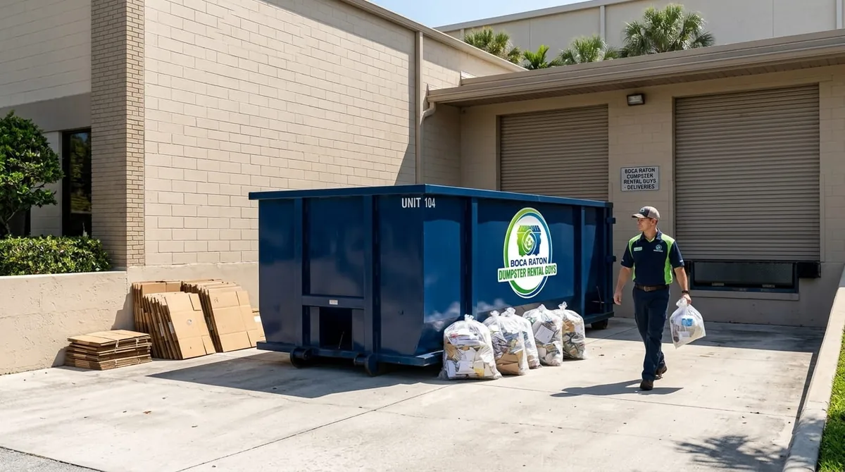 10 yard roll-off dumpster on an Boca Raton driveway