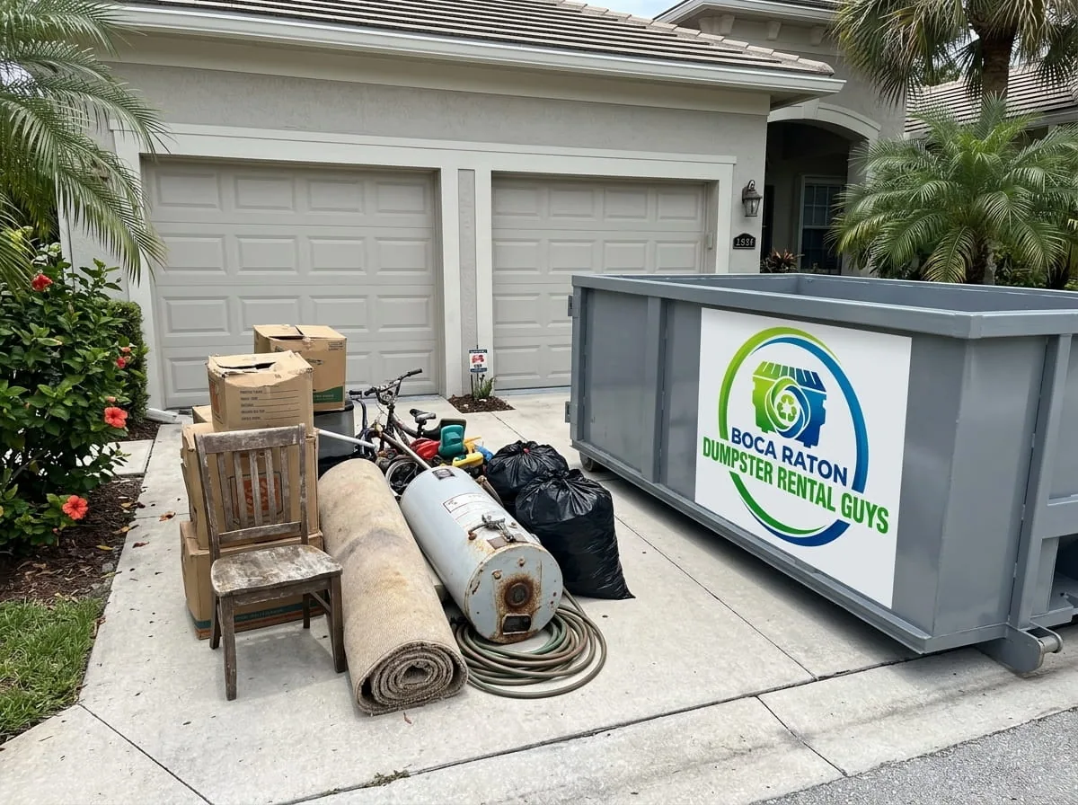 30 yard roll-off dumpster on an Boca Raton construction site