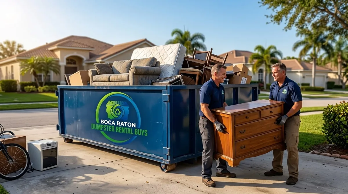 Commercial roll-off dumpster behind an Boca Raton business