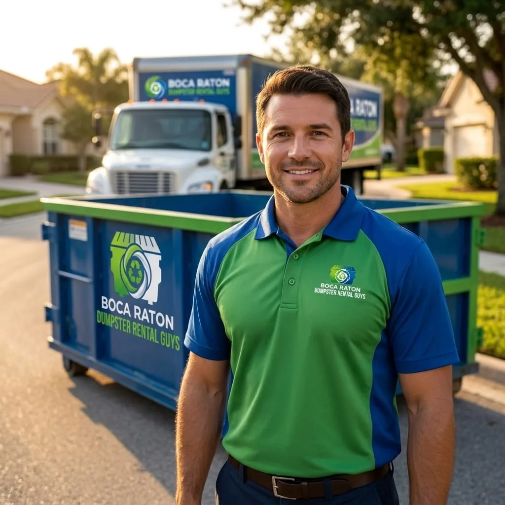 Construction dumpster on an Boca Raton job site