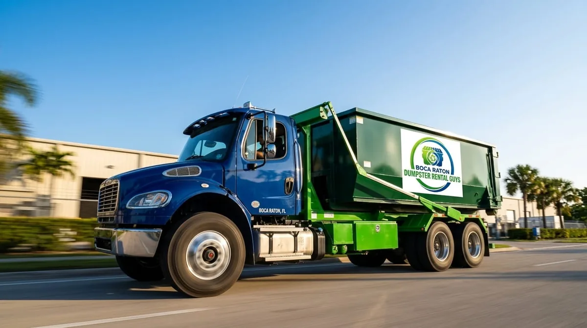 Roll-off dumpster set down quickly on an Boca Raton property